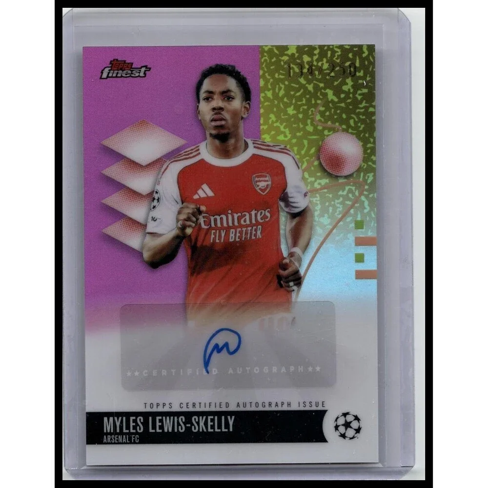 2025-26 TOPPS FINEST UEFA MYLES LEWIS-SKELLY REFRACTOR AUTO Pink /250 arsenal